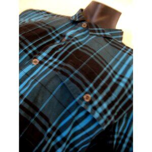 CALVIN KLEIN Men's Blue Plaid Casual Shirt Size XL